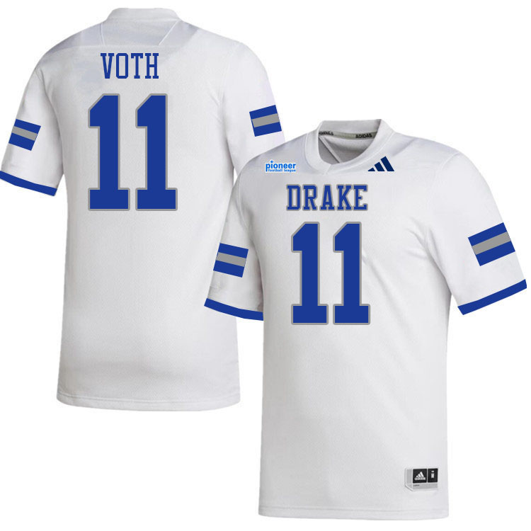 Drake Bulldogs #11 Jackson Voth College Football Jerseys,Uniforms-White